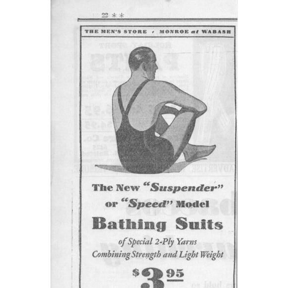 Vintage Other - Vtg Print Ad Bathing Swim Suits Suspender Speed Model Carson Pirie Scott & Co